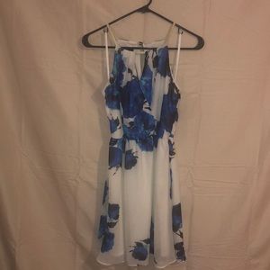 Short blue roses dress